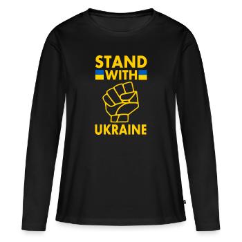 Ukraine - T-shirt manches longues Premium bio Femme - noir - Devant - Julia (174cm)
