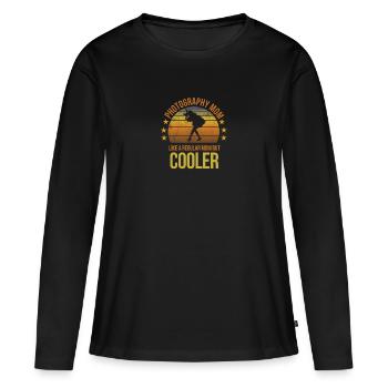Photographie Maman Photographe Fan Citation Slogan - T-shirt manches longues Premium bio Femme - noir - Devant - Julia (174cm)