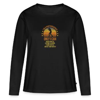 Photographie Papa Photographe Fan Citation Slogan - T-shirt manches longues Premium bio Femme - noir - Devant - Julia (174cm)