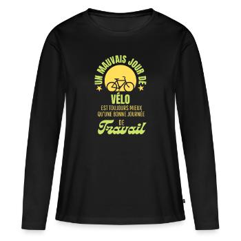 UN MAUVAIS JOUR DE VELO MEILLEUR QUE LE TRAVAIL - T-shirt manches longues Premium bio Femme - noir - Devant - Julia (174cm)