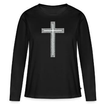 Croix - T-shirt manches longues Premium bio Femme - noir - Devant - Julia (174cm)