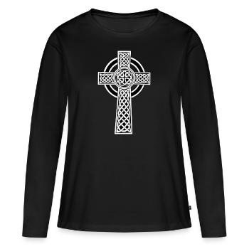 La croix - T-shirt manches longues Premium bio Femme - noir - Devant - Julia (174cm)