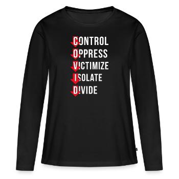 Covid Contrôle Supprimer La victimisation Isoler - T-shirt manches longues Premium bio Femme - noir - Devant - Julia (174cm)
