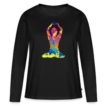 Yoga Yoga Yoga Silhouette Femmes - T-shirt manches longues Premium bio Femme - noir - Devant - Julia (174cm)