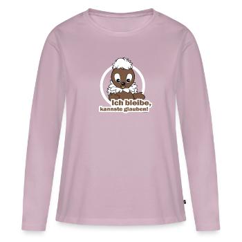 Pittiplatsch Ich bleibe, kannste glauben! - Frauen Premium Bio Langarmshirt - Altrosa - Vorne - Julia (174cm)