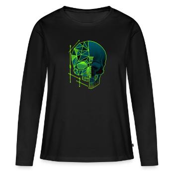 Polygone de crâne EDM minimal - T-shirt manches longues Premium bio Femme - noir - Devant - Julia (174cm)
