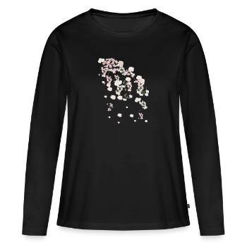 Printemps,vrilles,fleurs,fleurs,fleurs,fleurs,floraison - T-shirt manches longues Premium bio Femme - noir - Devant - Julia (174cm)