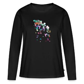 Cerisier en fleurs,fleurs,fleurs,fleurs,colibri - T-shirt manches longues Premium bio Femme - noir - Devant - Julia (174cm)
