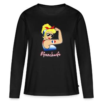 France Women Flag Blue White Red - Women's Premium Organic Long Sleeve Shirt - black - Front - Julia (174cm)