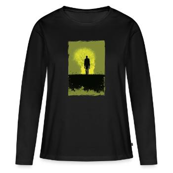 Zombie Illustration Minimalistisches Design - Frauen Premium Bio Langarmshirt - Schwarz - Vorne - Julia (174cm)