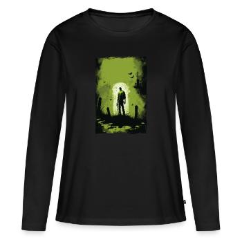 Zombie Illustration Minimalistisches Design - Frauen Premium Bio Langarmshirt - Schwarz - Vorne - Julia (174cm)