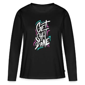 Faites de la merde - T-shirt manches longues Premium bio Femme - noir - Devant - Julia (174cm)