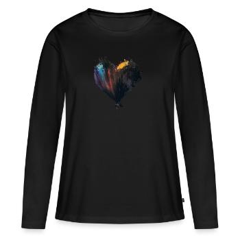 Gouttes de couleur de cœur colorées - T-shirt manches longues Premium bio Femme - noir - Devant - Julia (174cm)