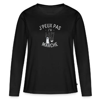 J peux pas j ai marche - T-shirt manches longues Premium bio Femme - noir - Devant - Julia (174cm)