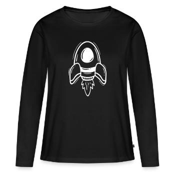RAKETE RAUMSCHIFF JET PLANET WELTALL GALAXIS STERN - Frauen Premium Bio Langarmshirt - Schwarz - Vorne - Julia (174cm)