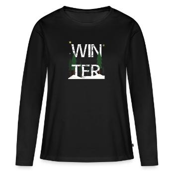 Hiver - T-shirt manches longues Premium bio Femme - noir - Devant - Julia (174cm)