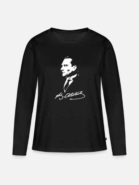 Mustafa Kemal Atatürk - Frauen Premium Bio Langarmshirt - Schwarz