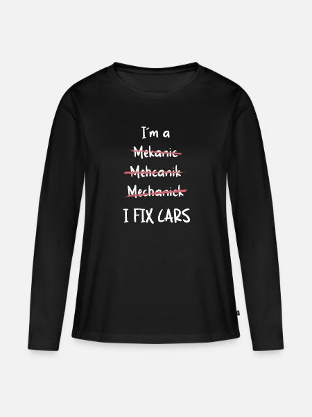 I Fix cars - Frauen Premium Bio Langarmshirt - Schwarz