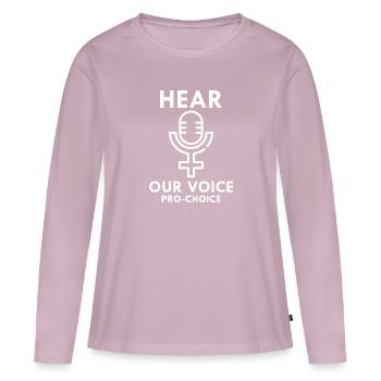 Écoutez notre choix Voice Pro - T-shirt manches longues Premium bio Femme - rose poudré - Devant - Julia (174cm)