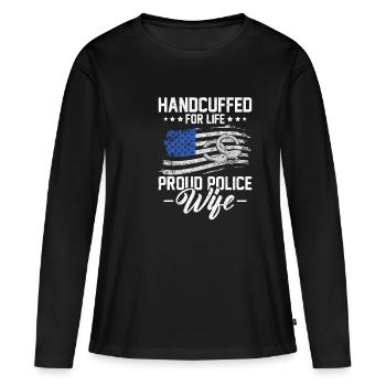 Police Wife - Supporter USA - T-shirt manches longues Premium bio Femme - noir - Devant - Julia (174cm)