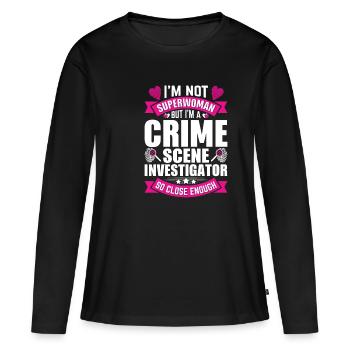 Spurensicherung - Kripo Polizei Kriminaltechnik - Frauen Premium Bio Langarmshirt - Schwarz - Vorne - Julia (174cm)