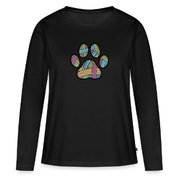 Bunter Pfotenabdruck - Frauen Premium Bio Langarmshirt - Schwarz - Vorne - Julia (174cm)