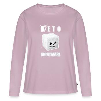 Cauchemar céto - sucre effrayant - T-shirt manches longues Premium bio Femme - rose poudré - Devant - Julia (174cm)