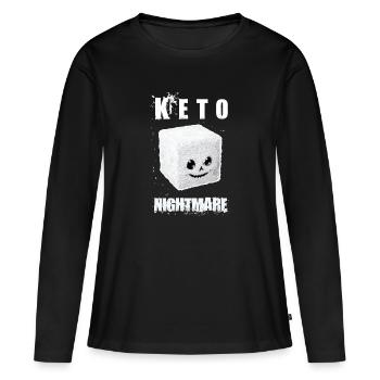 Cauchemar céto - sucre effrayant - T-shirt manches longues Premium bio Femme - noir - Devant - Julia (174cm)