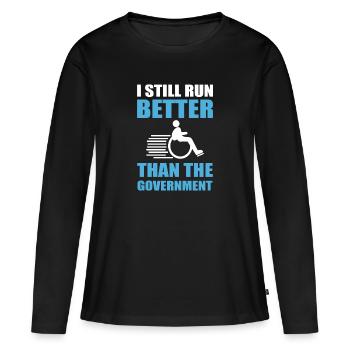 Rollstuhl - Frauen Premium Bio Langarmshirt - Schwarz - Vorne - Julia (174cm)