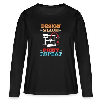 Impression 3D - T-shirt manches longues Premium bio Femme - noir - Devant - Julia (174cm)
