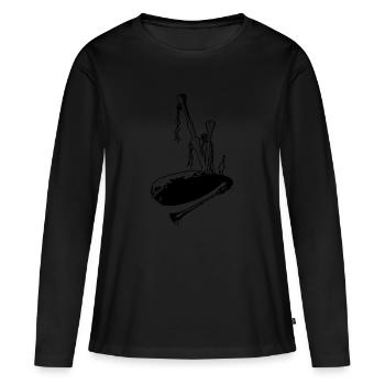 Cornemuses, miettes, cornemuse, sac de marché - T-shirt manches longues Premium bio Femme - noir - Devant - Julia (174cm)