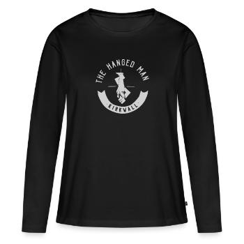 L’homme suspendu - Chemise de pub - T-shirt manches longues Premium bio Femme - noir - Devant - Julia (174cm)