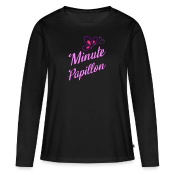 minute papillon - T-shirt manches longues Premium bio Femme - noir - Devant - Julia (174cm)