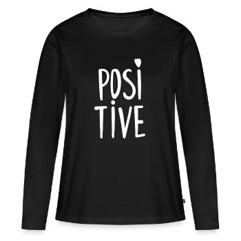 Positif - T-shirt manches longues Premium bio Femme - noir - Devant - Julia (174cm)