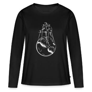 world hand earth puppet player Puppenspieler - Frauen Premium Bio Langarmshirt - Schwarz - Vorne - Julia (174cm)