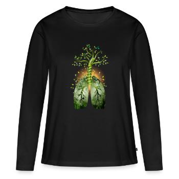 La forêt, le poumon vert. Arbre avec poumon - T-shirt manches longues Premium bio Femme - noir - Devant - Julia (174cm)