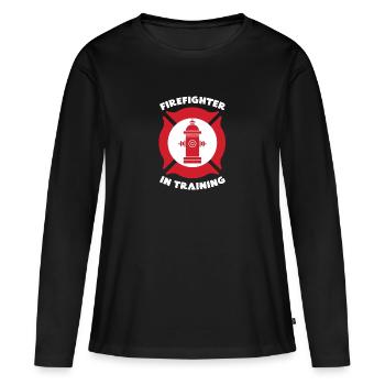 Pompier pompier - T-shirt manches longues Premium bio Femme - noir - Devant - Julia (174cm)