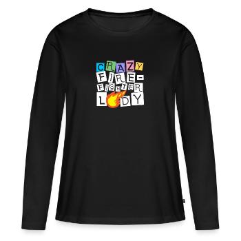 Pompier pompier - T-shirt manches longues Premium bio Femme - noir - Devant - Julia (174cm)