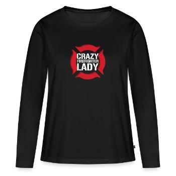 Pompier pompier - T-shirt manches longues Premium bio Femme - noir - Devant - Julia (174cm)