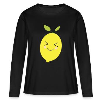 Citron, Citron vert, Citron vert, Fruits, Fruits, Végétalien - T-shirt manches longues Premium bio Femme - noir - Devant - Julia (174cm)