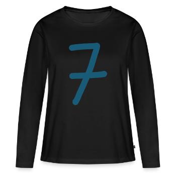 7 Numéro sept numéro anniversaire - T-shirt manches longues Premium bio Femme - noir - Devant - Julia (174cm)