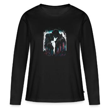 Couple cyberpunk - T-shirt manches longues Premium bio Femme - noir - Devant - Julia (174cm)
