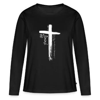 Croix - Isaïe 41:10 - T-shirt manches longues Premium bio Femme - noir - Devant - Julia (174cm)