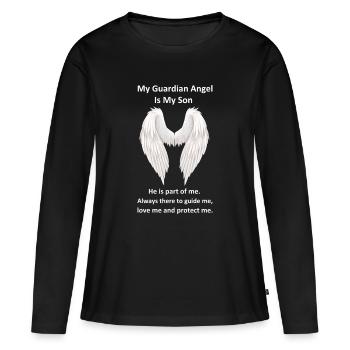 L’ange gardien est mon fils - T-shirt manches longues Premium bio Femme - noir - Devant - Julia (174cm)