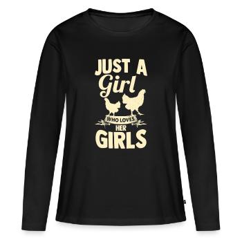 Farmer Rooster Flock Poultry Chicken - Frauen Premium Bio Langarmshirt - Schwarz - Vorne - Julia (174cm)