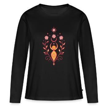 Petite Déesse du Solstice d’été – Symbole d’été - T-shirt manches longues Premium bio Femme - noir - Devant - Julia (174cm)