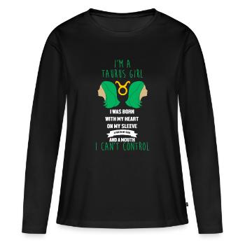 Signe du zodiaque Taureau - T-shirt manches longues Premium bio Femme - noir - Devant - Julia (174cm)
