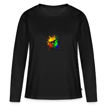 chandail de cheval - T-shirt manches longues Premium bio Femme - noir - Devant - Julia (174cm)