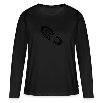 Fußabdruck - Frauen Premium Bio Langarmshirt - Schwarz - Vorne - Julia (174cm)