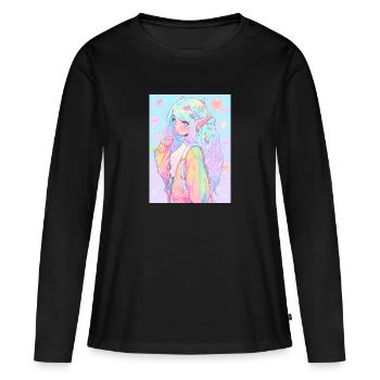 Anime, Fille d’anime, Fille d’anime, Elfe - T-shirt manches longues Premium bio Femme - noir - Devant - Julia (174cm)